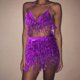 thumbnail image 2 of Conjunto de traje de danza del vientre con lentejuelas para mujer - Chaleco + falda, poliéster/lentejuelas, talla única - Con borlas/ropa de fiesta, 2 of 3