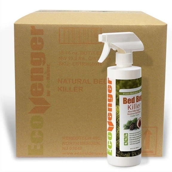 EcoVenger Bed Bug Killer Spray Case of 16 oz x 16 Units, 100% Kill Efficacy Kills All Stages on Contact-14 Day Residual Protection Eco-Friendly & Non-Toxic Child & Pet Friendly