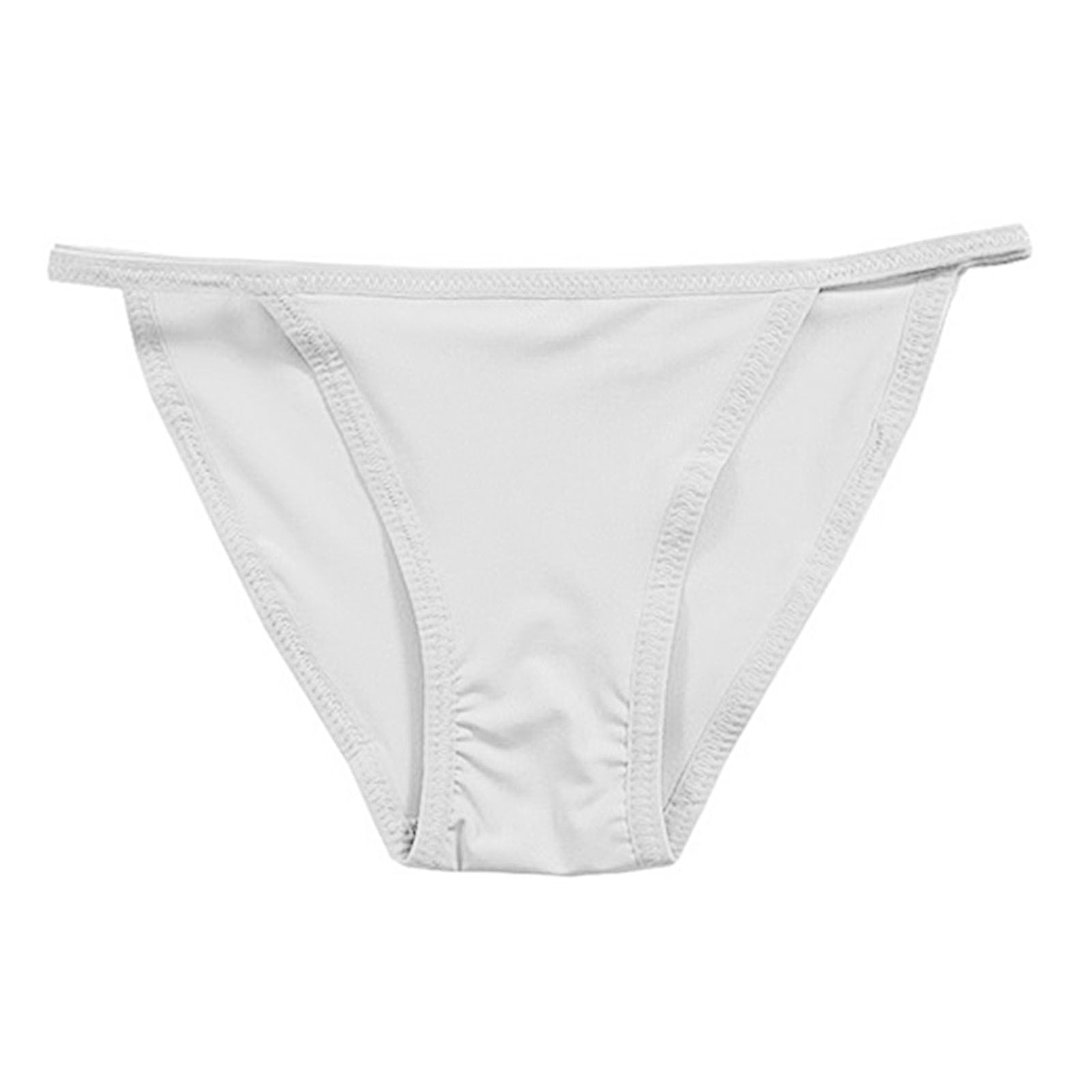 harmtty Bikini Briefs Pure Color Low-rise Slim Strap Bikini Panties for  Women,White One Size 