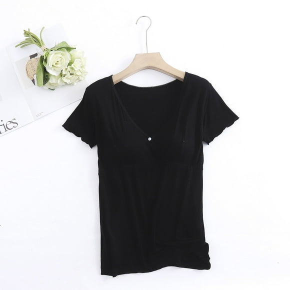 Short Sleeve Round-Neck Blouses and Shirts, Womens Pregnant Woman V-neck Pullover Short Sleeved Casual White Stripe Breastfeeding Top Short Sleeved Round Neck Top