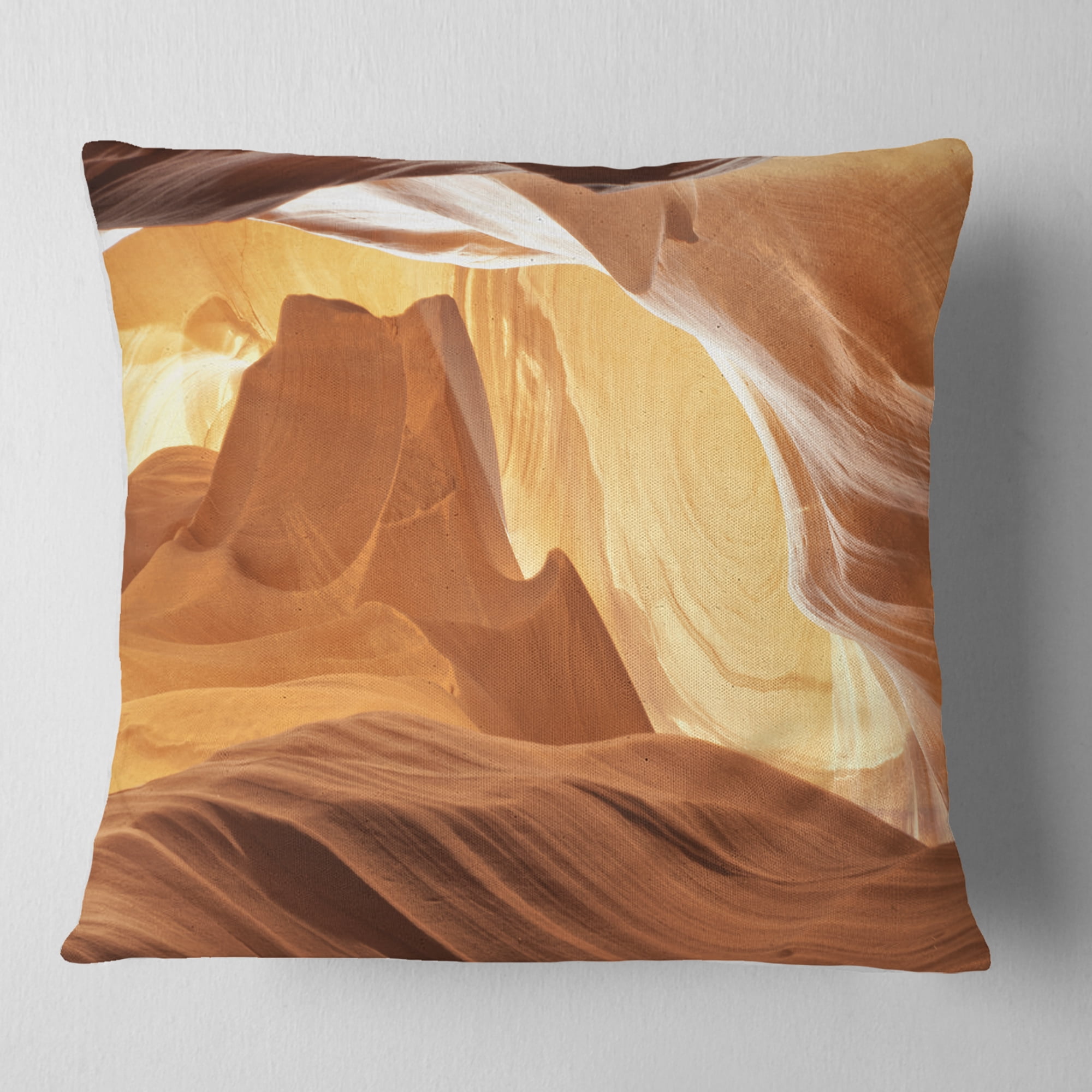 Designart Antelope Canyon with Light Rays - Landscape Photography Throw Pillow - 18x18