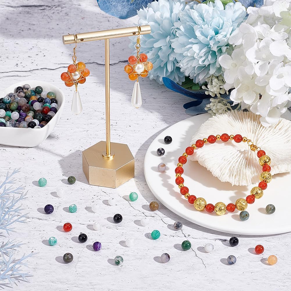 8mm Mixed Gemstone Beads Strand - Round Assorted Stones For Jewelry Making, DIY Spacer Beads 15"