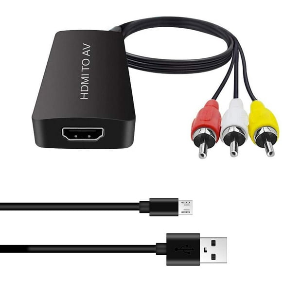 yunbice0 HDMI to AV Converter HDMI to RCA Adapter HDMI to Older TV Adapter Compatible for Apple TV, Xiaomi Mi Box, Android TV Box, Roku, Fire Stick, DVD, Blu-ray Player ect. Supports PAL/ NTSC_Specia…