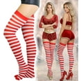 thumbnail image 3 of ToBeInStyle Women's Horizontal Striped Thigh Highs - White/Red - One Size, 3 of 7