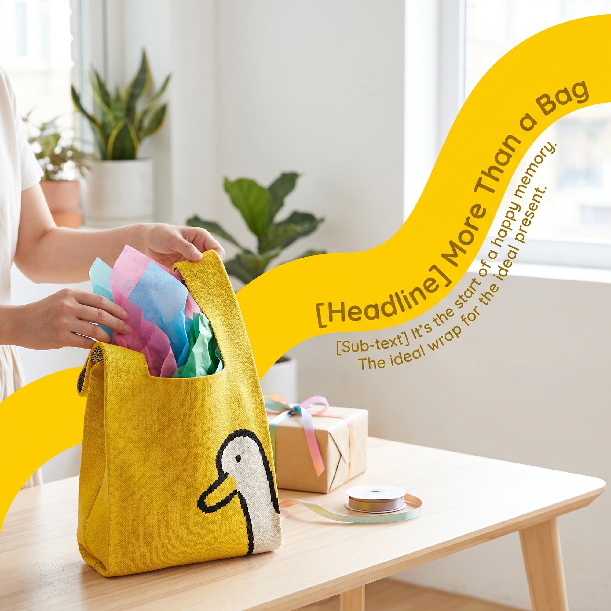 Unique Bargains Cute Cartoon Gift Bags with Handles for Parties 7.5" x 13.4" Yellow Duck