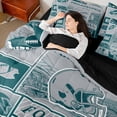 thumbnail image 4 of jejeloiu Football Gamer Silhouette 7pcs Bedding Comforter Set,Gray Green Plaid Queen Bedding Sets For Rugby Lover Reversible, 4 of 8