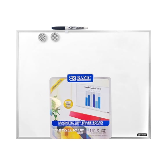 BAZIC Magnetic Dry Erase Board Aluminium Frame 16"x20", Whiteboard, 1-Pack