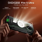 DOOGEE Fire 5 Ultra 32GB+256GB/2TB 1200LM Camping Lights Rugged Phone,13000mAh,Helio G81 Octa Core Rugged Smartphone,6.6HD+90Hz with Gemini AI,48MP+8MP Android 15,IP68/IP69K,Fingerprint/FaceID/NFC