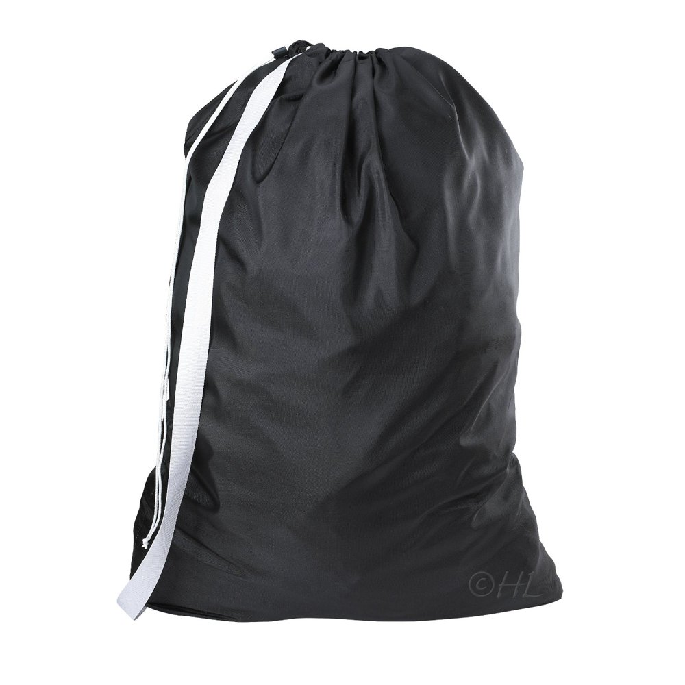 Nylon Laundry Bag with Shoulder Strap Black 30" x 40"