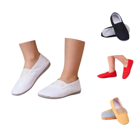 Gyujnb Kids Canvas Ballet Dance Shoes Non- Suede Sole Breathable Flexible for Gymnastics & Casual Wear,10.5-11 Years