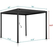 Mirador 10x 10 Outdoor Pergola, 80S Steel Frame w/ Adjustable Louvers Roof for Garden, Patio, Backyard, Charcoal