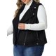 thumbnail image 4 of Chalecos de ante sintético para mujer de tallas grandes Agnes Orinda para invierno, chaleco de motocicleta con solapa y cremallera, color negro 2X, 4 of 6