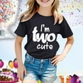 thumbnail image 2 of Tfken Summer T-Shirts For Girls Short Sleeve Letter Print Crew Neck Tops Daily Wear Trendy Children Soft Tops Black Size 3-4 Years, 2 of 4