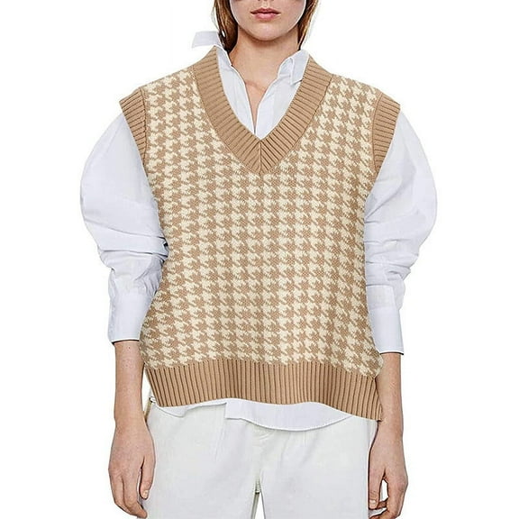 AOOCHASLIY Sweaters Fall Clothes Women Fashion Casual Sleeveless Knitted Vest Women Fashion Sweater Vest