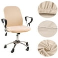 thumbnail image 4 of 2 Pieces Split Soft Solid Washable Armchair Seat Stretch Case Office Chair Cover, 4 of 5