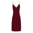 thumbnail image 4 of Women's Elegant Backless Pleated Satin Strapless Bridesmaid Dress Evening Gowns for plus Size Women Formal Dress to Hide Tummy Long plus Size Formal Dresses Dresses plus Size for Women Party Romper, 4 of 4