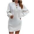 thumbnail image 1 of Vestidos Para Mujer Otoño Moda Casual Sólido Cuello en V Manga Larga Vendaje Vestido Suelto de Punto Blusa de Otoño Pulóver Tops Odeerbi  ODB146468, 1 of 9