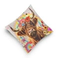 thumbnail image 5 of Highland Cow Flowers Rainbow Throw Pillow Covers Couch Pillowcases Decor for Bed Sofa 16" x 16", 5 of 7
