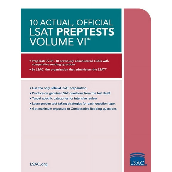 10 Actual, Official LSAT Preptests: 10 Actual, Official LSAT Preptests Volume VI: (Preptests 72-81) (Paperback)
