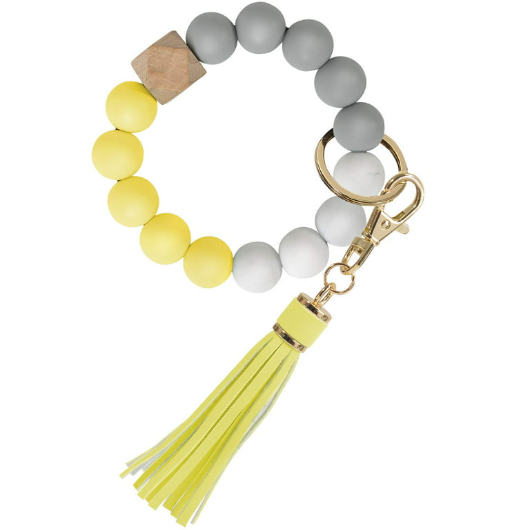 Gold Color Beads Circle Easy Grip Big Key Ring Bracelet Bangle Key
