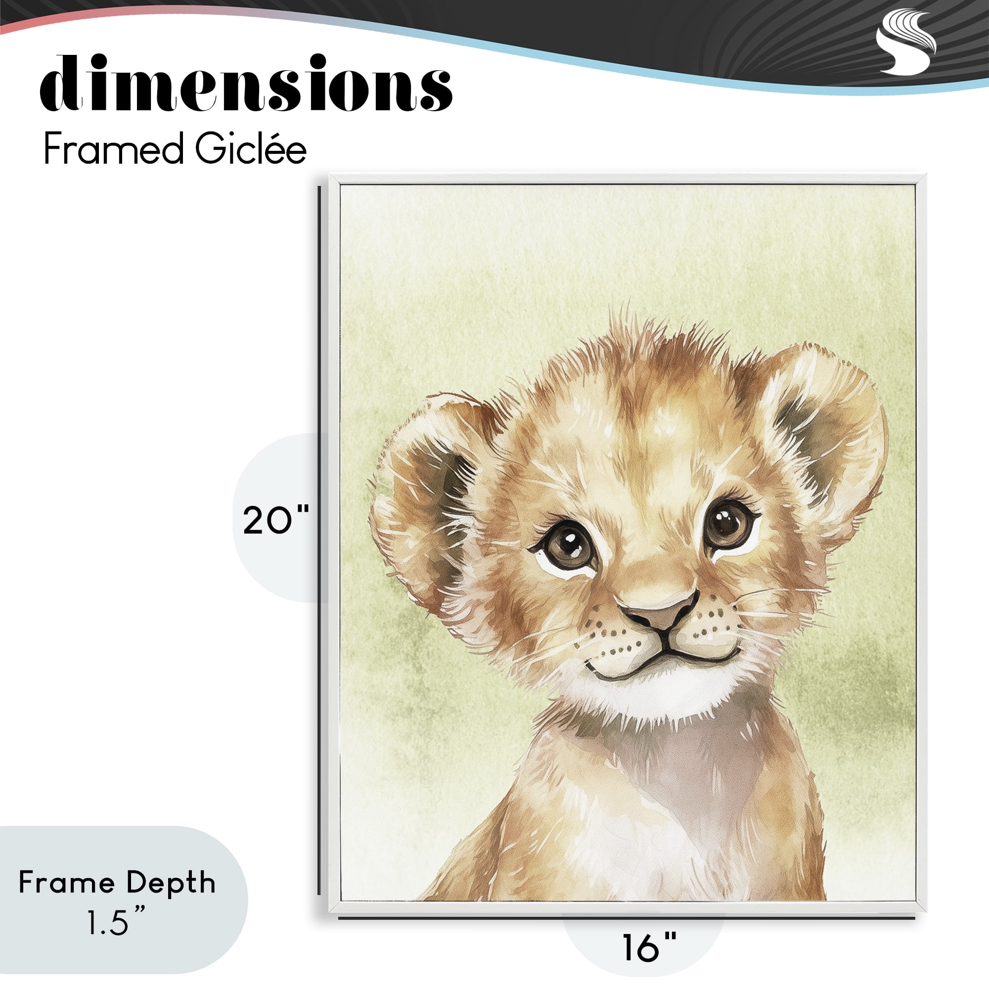 Stupell Industries Jungle Friends Baby Lion White Framed Giclee Art, design by Christine Simpson Art