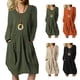 thumbnail image 5 of Vestido De Manga Larga Vestido De Otoño De Color Puro Vestido De Mujer Frente Plisado Manga Larga Cuello Redondo Color Puro Vestido Suelto Informal Con Bolsillos Para Primavera ANGGREK Verde XL, 5 of 6