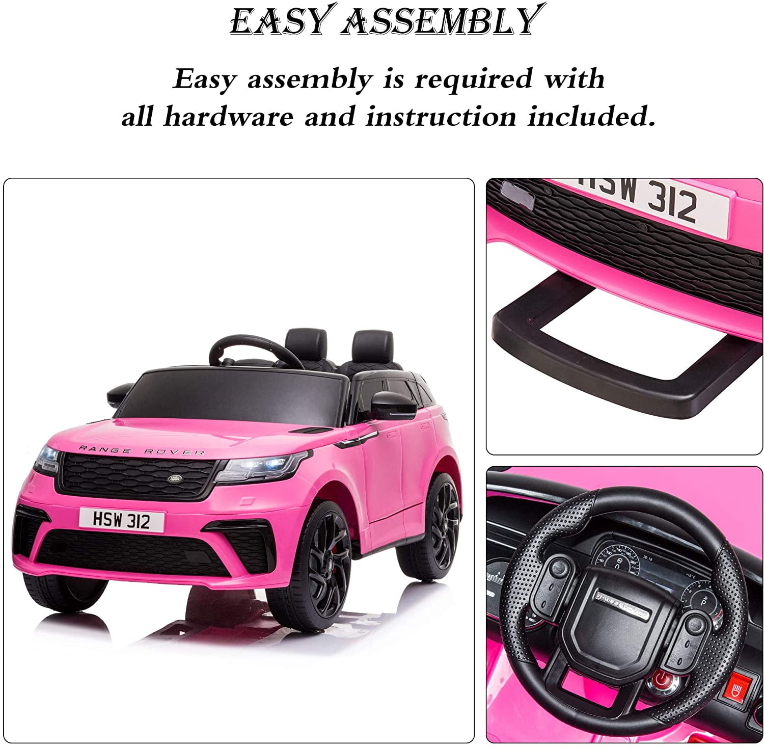 CIPACHO 12V Land Rover Vehicle Kids Ride On Car w/2.4G RC, 4 Wheel Suspension, LED, Music, for Boys Girls (Pink)
