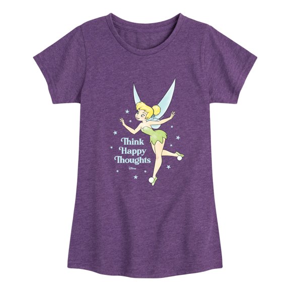 Tinker Bell - Think Happy Thoughts Girls' Fitted Short Sleeve Graphic T-Shirt