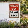 thumbnail image 2 of Retro Funny Metal Sign, PRIVATE SIGN DO NOT READ Tin Sign – 12x8 Inch Vintage Metal Wall Decor for Bedroom, Office, Man Cave, Dorm or Bar, 2 of 6