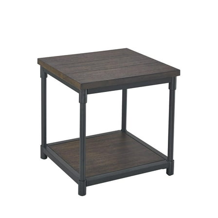 Steve Silver Prescott Smokey Oak and Black Metal End Table