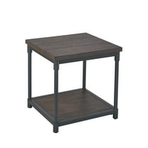 Steve Silver Prescott Smokey Oak and Black Metal End Table