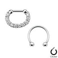 thumbnail image 5 of Pair of Septum Ring 16ga Combo Cartilage Surgical Steel CZ Gems, 5 of 5