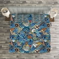 thumbnail image 3 of Ambesonne Colorful Quilted Bedspread Set 3 Pcs, Abstract Sea Shells, King Size, Blue Multicolor, 3 of 3