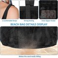 thumbnail image 3 of Mesh Beach Bag Tote Bag for Women, Foldable Swim Large Beach Tote Bag with Zipper Pockets Sandproof A/Black 26-27s, 3 of 5