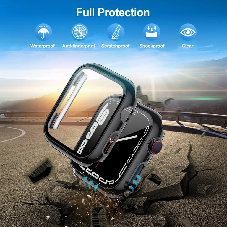 CAVN Tempered Glass Screen Protector Case Compatible with Apple Watch Series 7 41mm 2 Pack Walmart