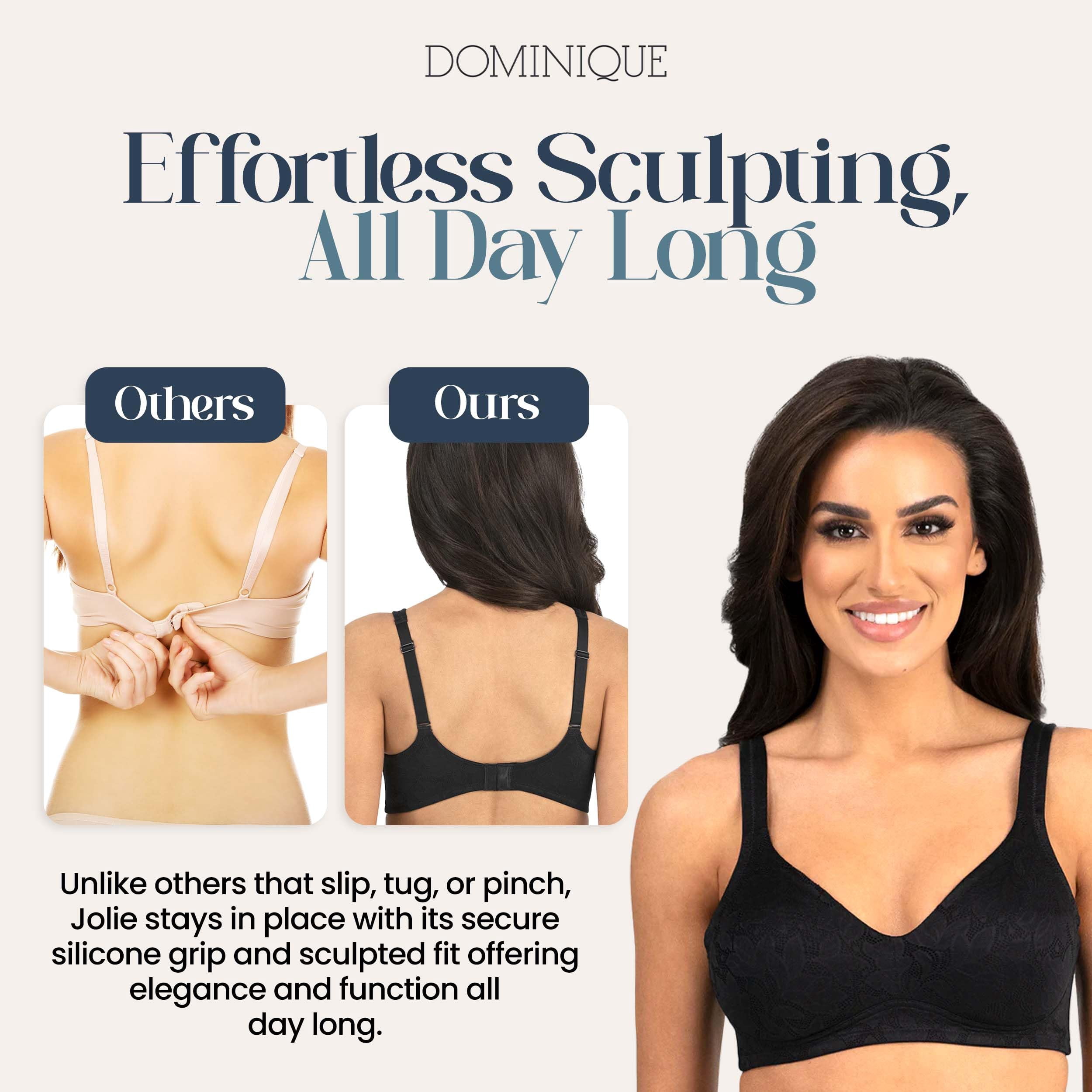 Dominique Women’s Jolie Wire-Free Jacquard Soft Cup Minimizer Bra #6018 – Seamless Full Figure Bra – Lingerie for Women
