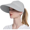 thumbnail image 3 of Women Sun Visor Hats, Wide Brim UV Protection Sun Visor Cap with Ponytail Hole & Removeable Flap Outdoor UPF 50+, 3 of 7