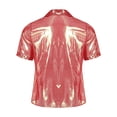 thumbnail image 2 of iiniim Mens Short Sleeve Shiny Button up Blouse T Shirt for Party and Clubbing Hot Pink XXL, 2 of 7