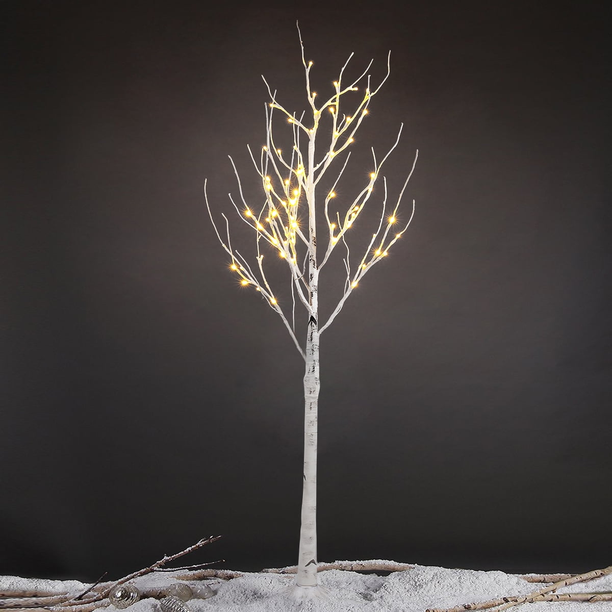 Artificial Christmas Trees Led Silver Birch Twig Tree Warm White