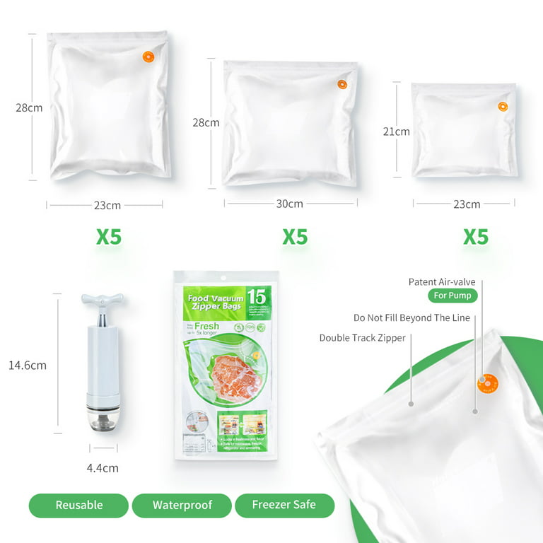 15 X Large Zip Lock Resealable Food Freezer Storage Bags 23cm x