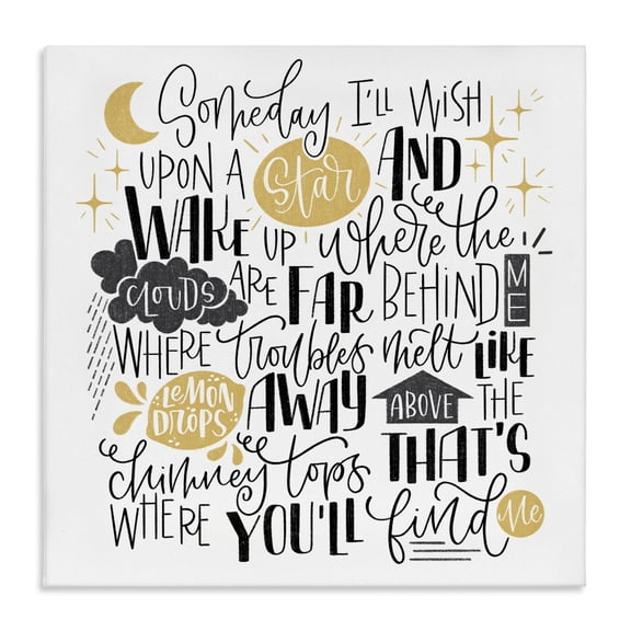 Stupell Industries Over The Rainbow Poem Quotes and Sayings Painting Wrapped Canvas Canvas Art Print Wall Art, 17 x 17