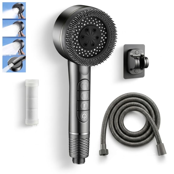 Handheld Shower Head, Multi-Mode High Pressure Showerhead with Replaceable Filter Cartridge, 59 inch Hose & Wall Mount Bracket for Bathroom