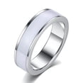 thumbnail image 5 of 4MM Silver Titanium Steel Band Men's Women's White Jewelry Ring Size 3-10, 5 of 5