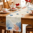 thumbnail image 5 of Orange Navy Blue Coral Table Runner 72 Inches, Summer Beach Coastal Retro Bed Runner Dresser Scarves Tabletop for Indoor Outdoor Parties/Ceremony/Banquet, 16" x 72", 5 of 9
