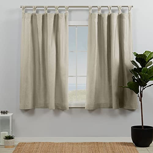 Exclusive Home Curtains Loha Linen Braided Tab Top Curtain Panel Pair 54x63 Natural Com Curtains Loha Linen Braided Tab, Exclusive Home Curtains Loha Linen