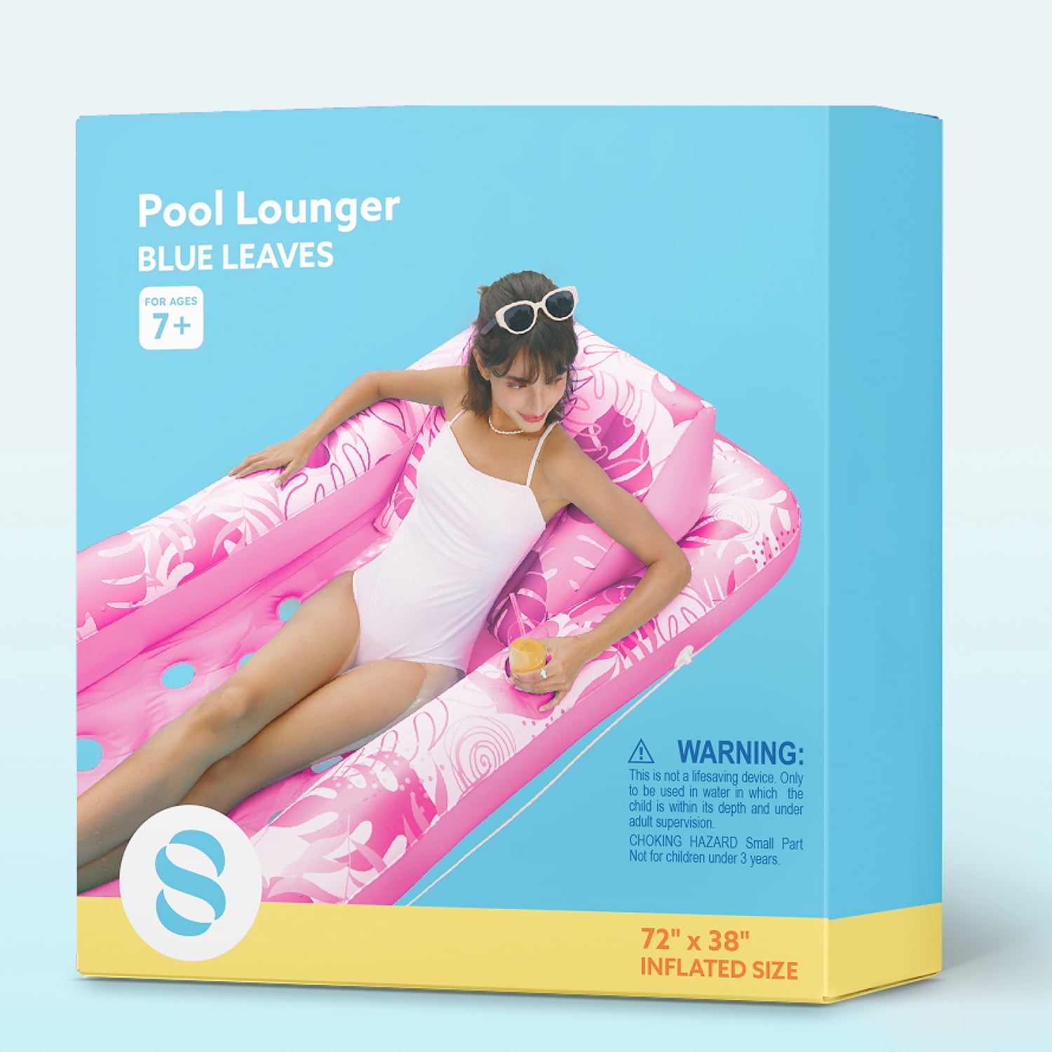 Joyfy Inflatable Pool Floats for Adults, 72" x38'' Daybed Pool Lounger Adults with Cup Holders, Adjustable Backrest Tanning Lounger Chair, Ultra-Comfort Pool Floaties Raft Lake Beach Float(Pink)