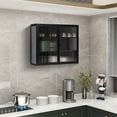 thumbnail image 6 of 27.56"Modern Wall Cabinet with Glass Doors, Bathroom Cabinet with Featuring Three-tier Storage for Entryway Living Room, Bathroom or Dining Room, Black, 6 of 7