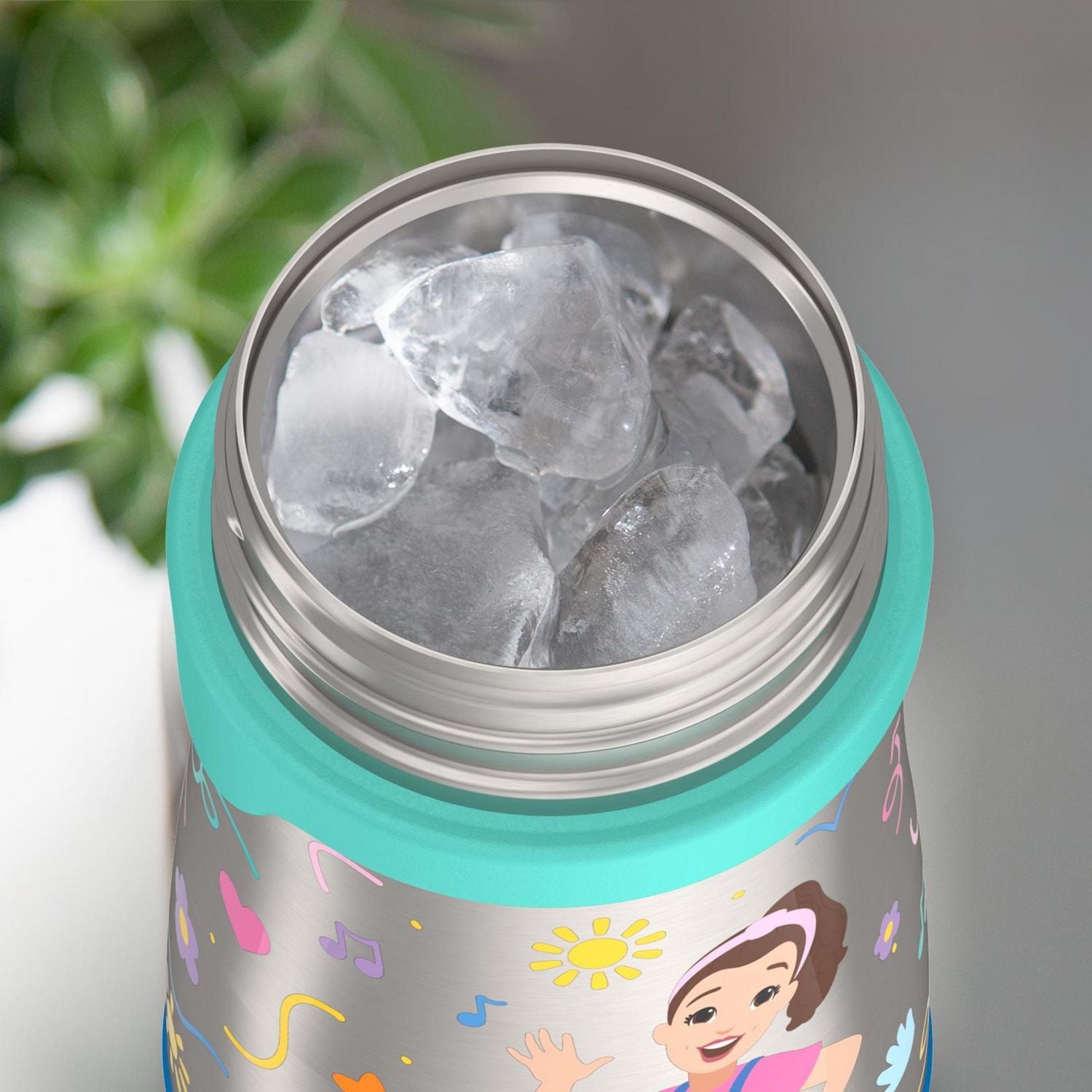 Thermos Baby Vacuum Insulated Stainless Steel 10 Oz Straw Bottle, Ms. Rachel, 10 Oz Bottle, Blue