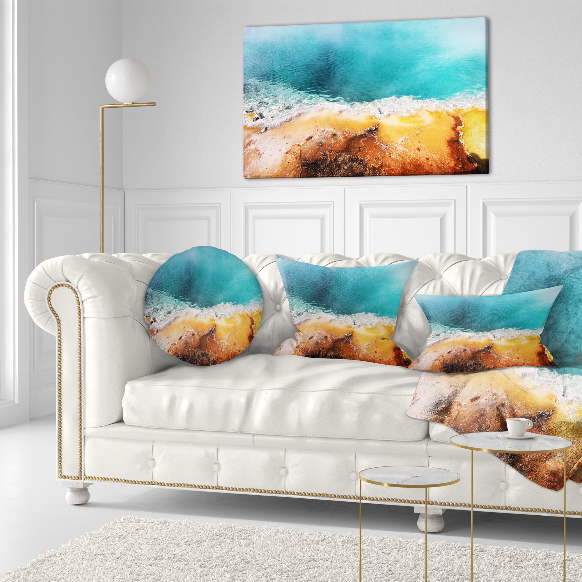 Designart 12" x 20" Blue Polyester Throw Pillow