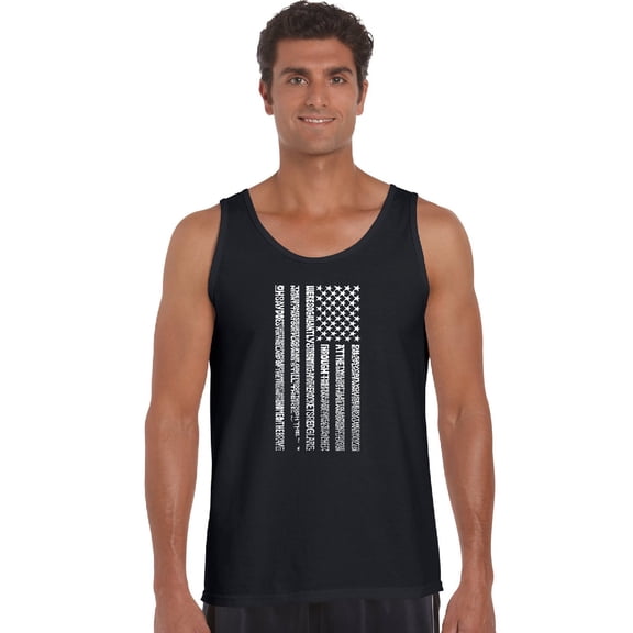 LA Pop Art Men's Word Art Tank Top - National Anthem Flag